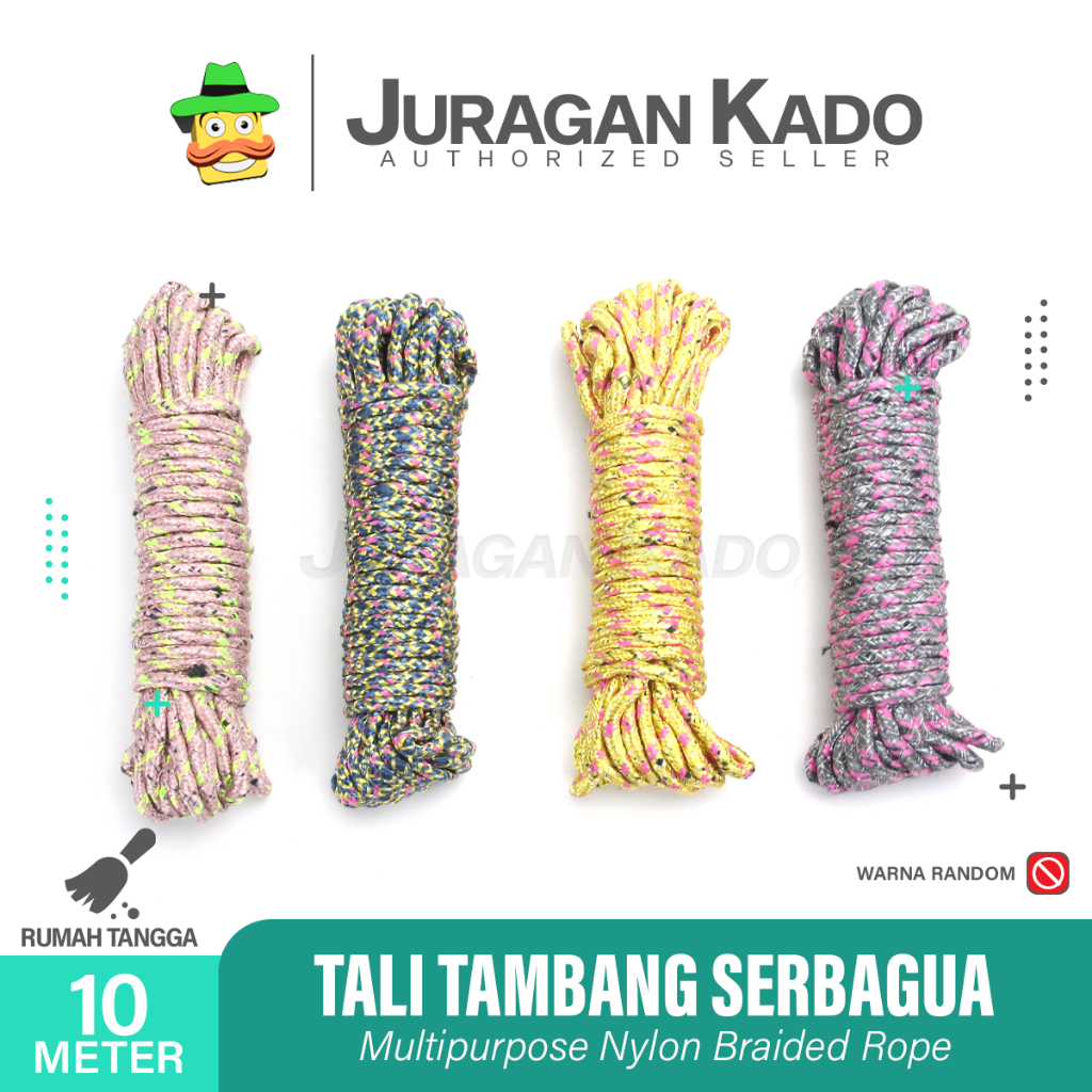 Tali Jemuran Nilon 10 Meter Anti Selip Nylon Warna-i Cantik Kuat Murah