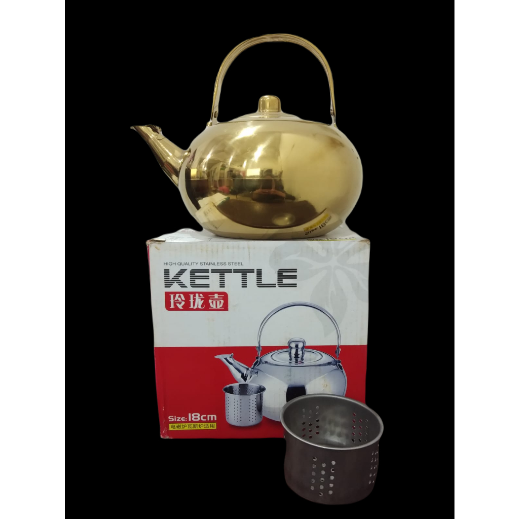 Teko Arab Kettle Gold / whistling kettel Stainless ukuran 14/16/18 cm