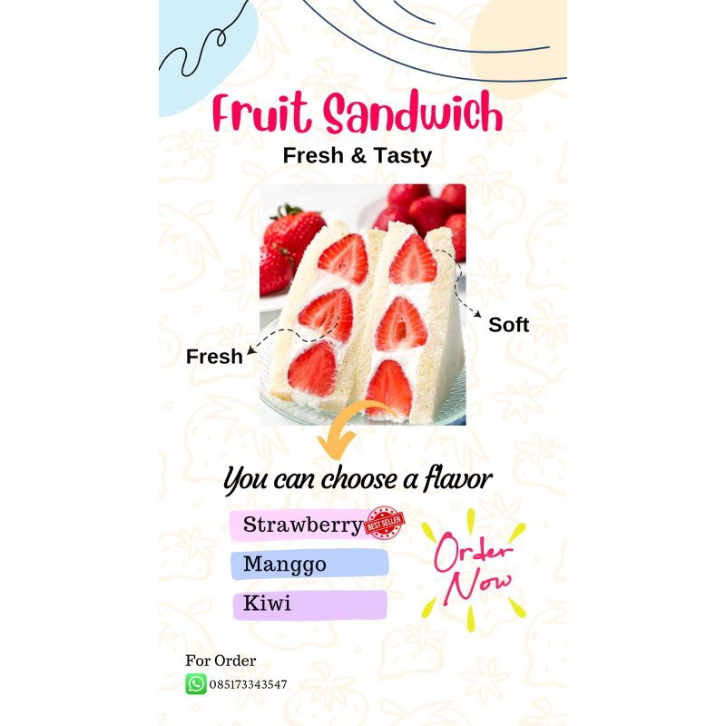 

Fruit Sandwich Strawberry|Fruit Sando|Sandwich buah Strawberry|Sando Strawberry|Slice