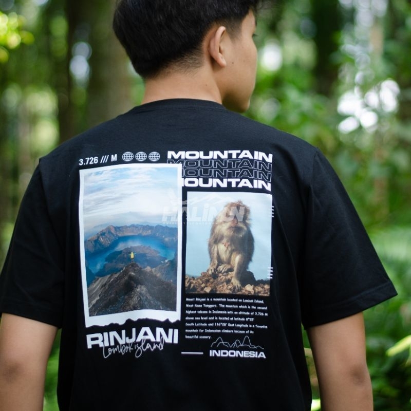 KAOS DISTRO || MONKEY & RINJANI MOUNTAIN T-SHIRT