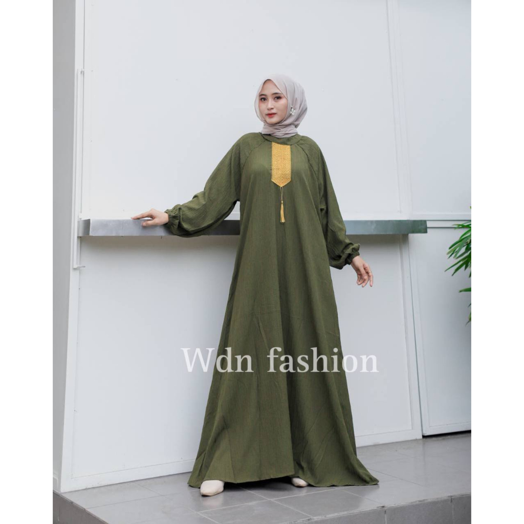 DRESS LADYRA LADY CRUSH IMPORT LD110 ALLSIZE / GAMIS DRESS MUSLIM BAHAN LADY CRUSH RESLETING BELAKANG LENGAN KARET / GAMIS POLOS ALLSIZE TERBARU