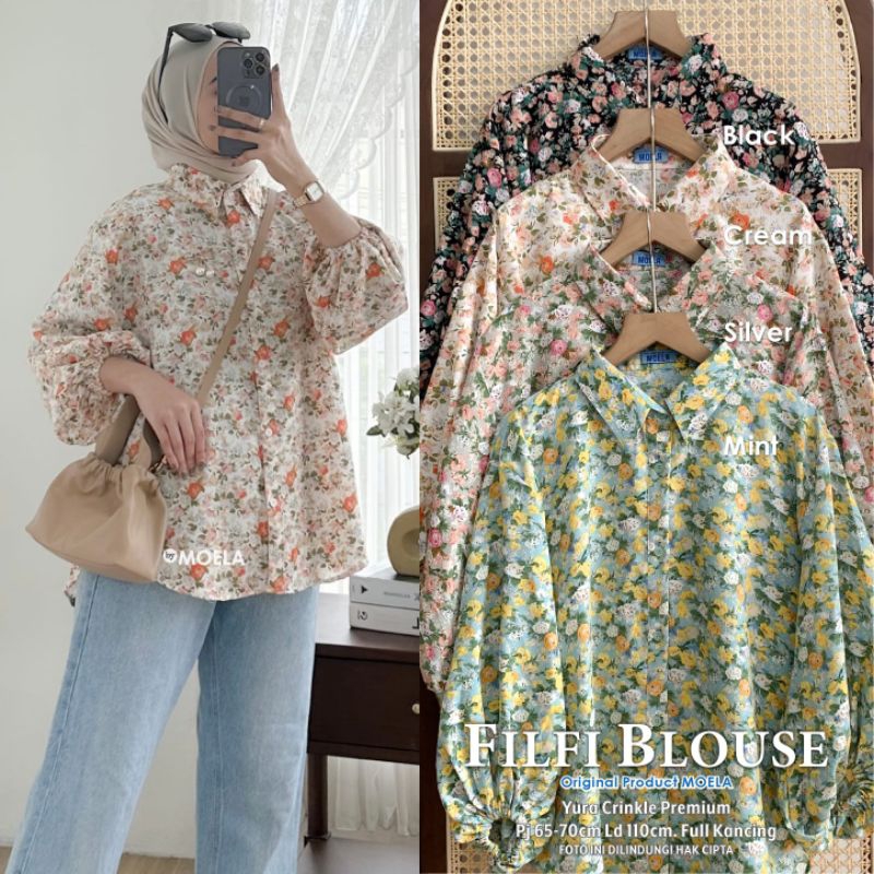 Blouse Atasan Oversize Polos Kombinasi Motif Original Moela [Filfi Jevia Nerci Lula Salon]