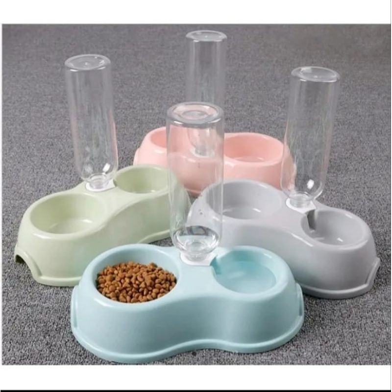 Tempat Makan Minum Kucing Anjing Piring Mangkuk Wadah pakan Free Botol 400ml Shaestore15