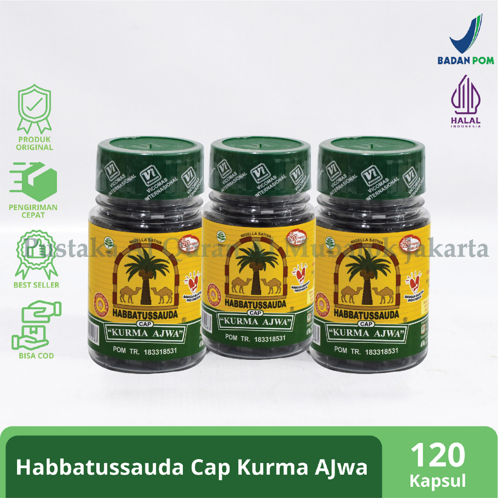 Habbatusauda Cap Kurma Ajwa Habbasyifa Serbuk 120 Kspl Habatusaudah Kapsul Habatussaudah Jinten Hita