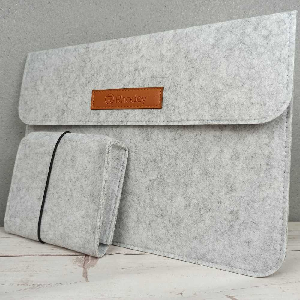 Tas Laptop  Softcase Sleeve Wool Felt Macbook 14 15inch abu tua