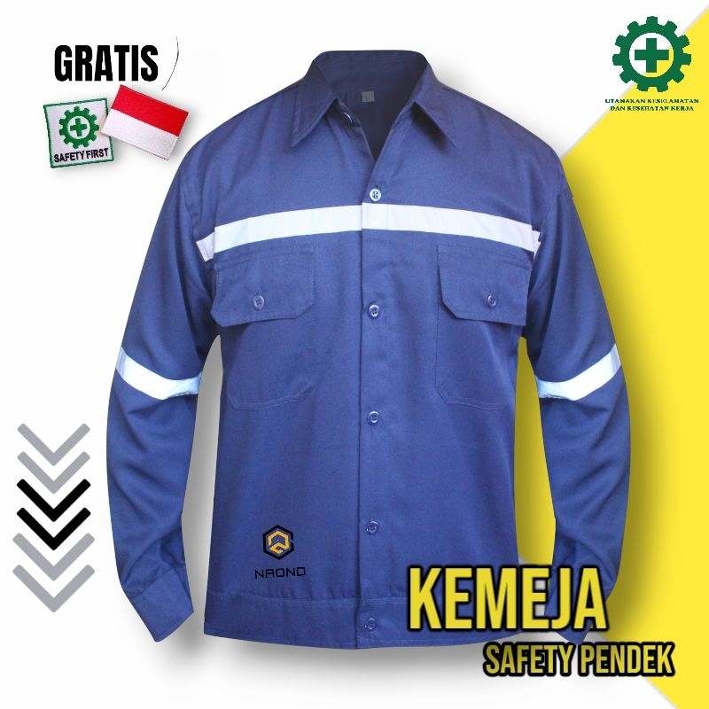 Baju Wearpack Kemeja Safety K3 Proyek Tambang Lengan Panjang - Pakaian Seragam Wearpack Kerja Atasan Scotlite Lapangan/KEMEJA SAFETY TANGAN PANJANG