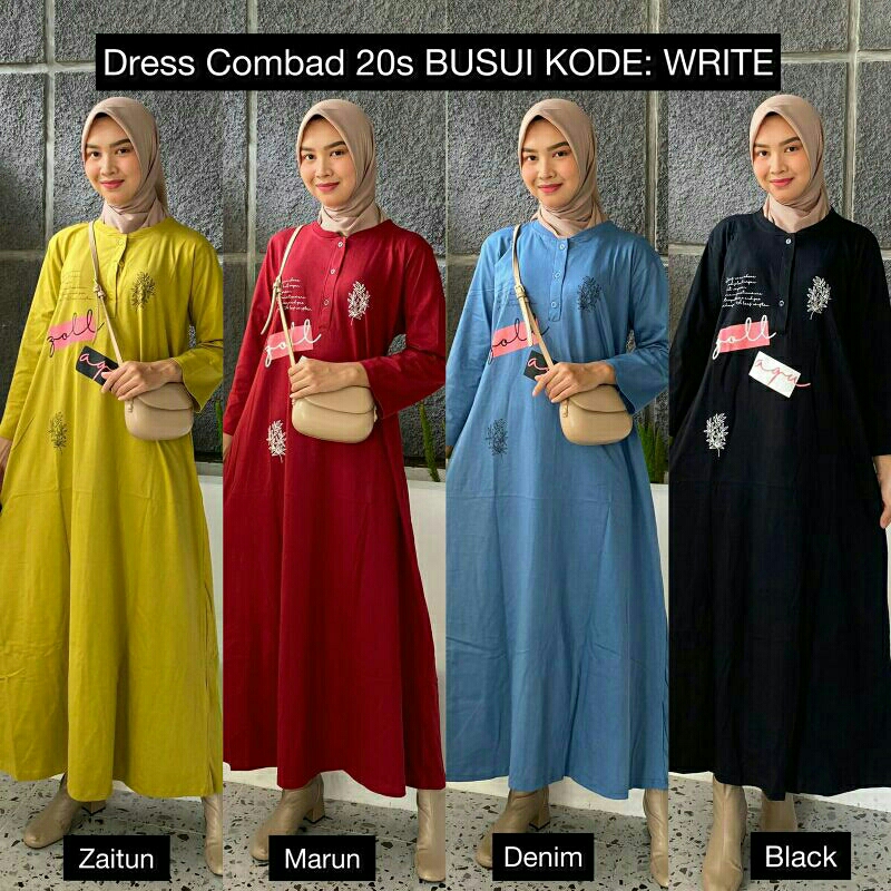 GAMIS KAOS COTTON COMBED 20S FASHION DRESS BAJU BUSANA MUSLIM LENGAN PANJANG DASTER POLOS SABLON TUM