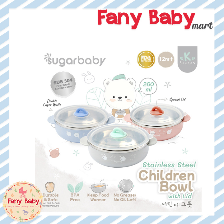 SUGAR BABY STAINLESS STEEL CHILDREN BOWL WITH LID