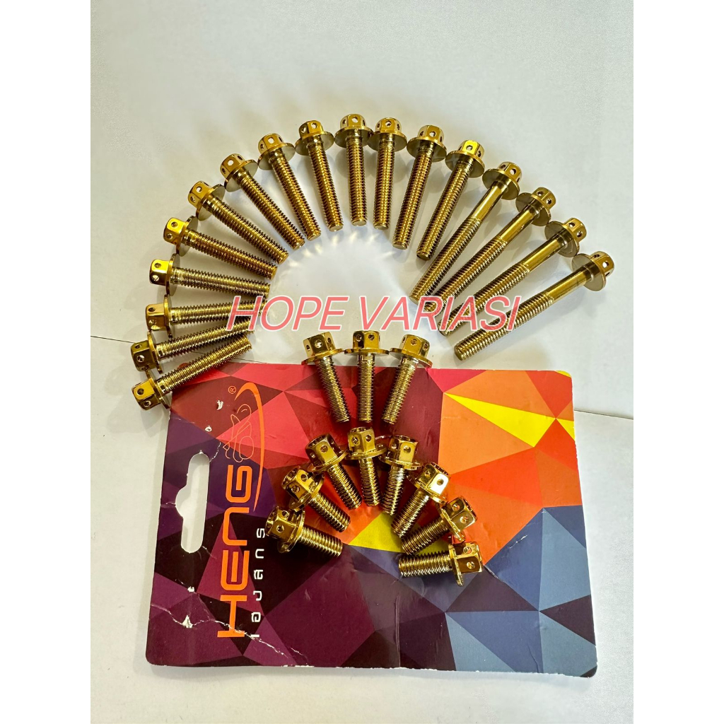 BAUT BAK KALTER MESIN NINJA R NINJA RR NEW BAUT CVT ISI 28 GOLD FLOWER Baut Probolt EMAS Blok Mesin 