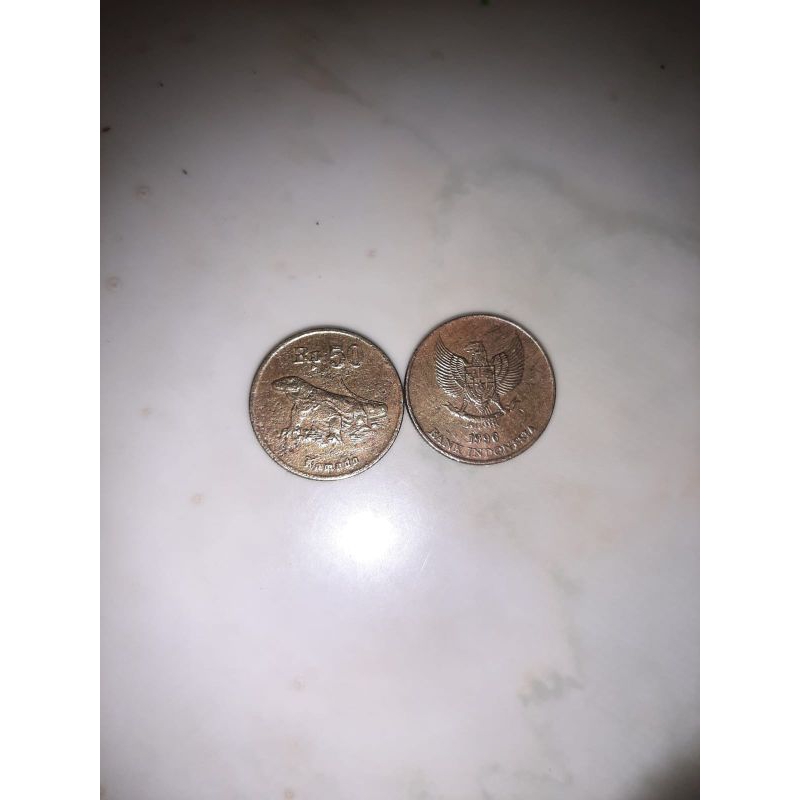 Uang koin kuno 50 rupiah komodo