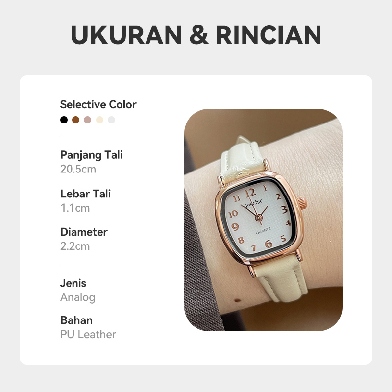 Jam Tangan Kecil Wanita Analog Gaya Retro Klasik Strap PU Leather Fashion Import