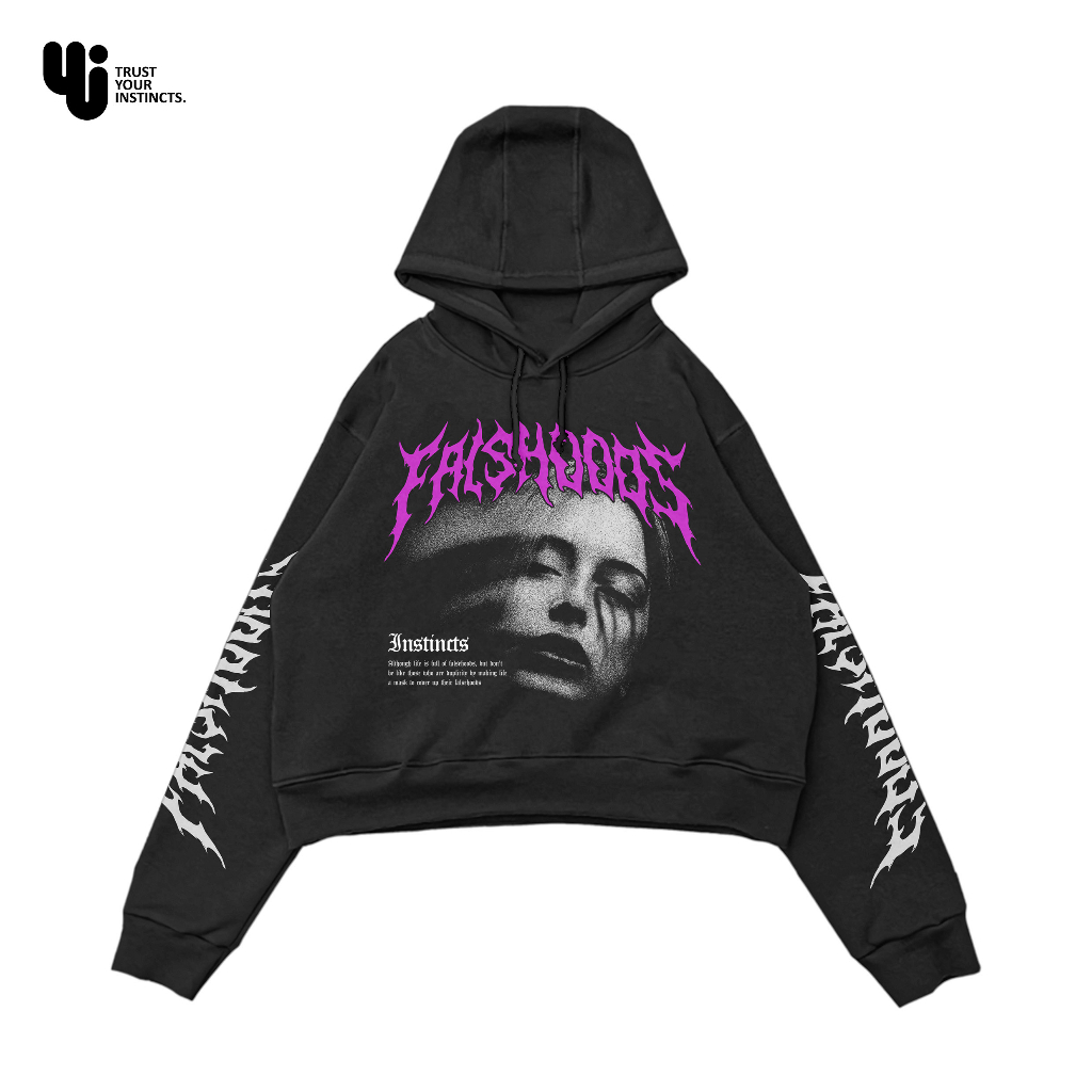 Hoodie Crop Black Oversize Unisex