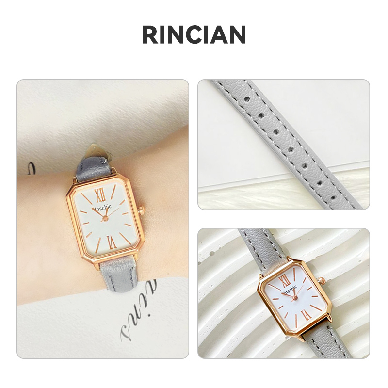 Jam Tangan Analog Wanita Dial Kotak Gaya Retro Casual Strap Kulit PU Fashion Import