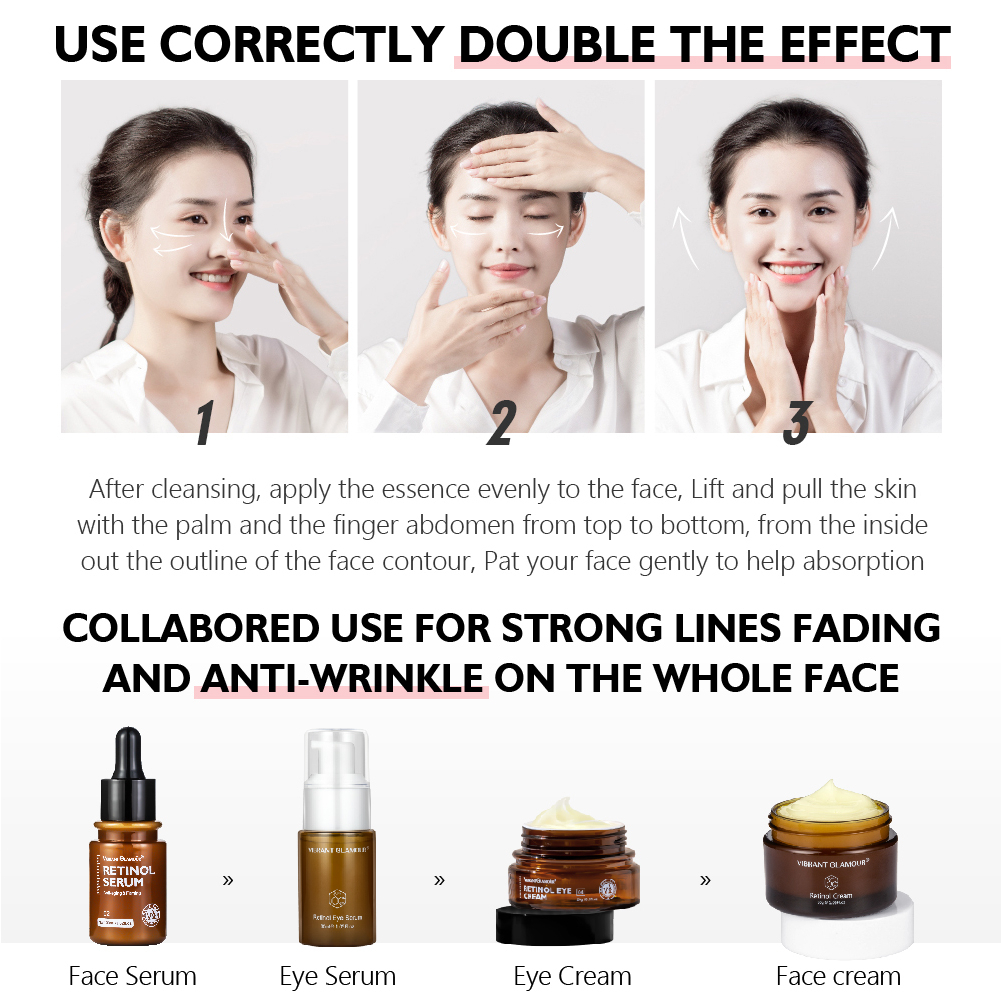 【BPOM】VIBRANT GLAMOUR Double Retinol Face Serum Firming Collagen Anti-Aging Fading Dark Spots Fine Lines Facial Treatment Anti Wrinkle Moisturizing Whitening Essence 30ml