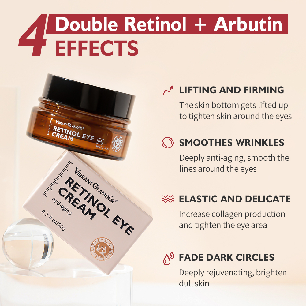 【BPOM】VIBRANT GLAMOUR Retinol Firming Eye Cream Hyaluronic Acid Anti Aging Moisturizer Remove Wrinkle Whitening Anti-puffiness Reduce Dark Eye Repair Serum 20g Treatment Mata