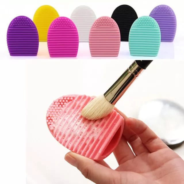 Brush Egg | 100% Silikon | BAHAN KOKOH | KERAS TIDAK MUDAH LEYOT | Pembersih Kuas Make Up