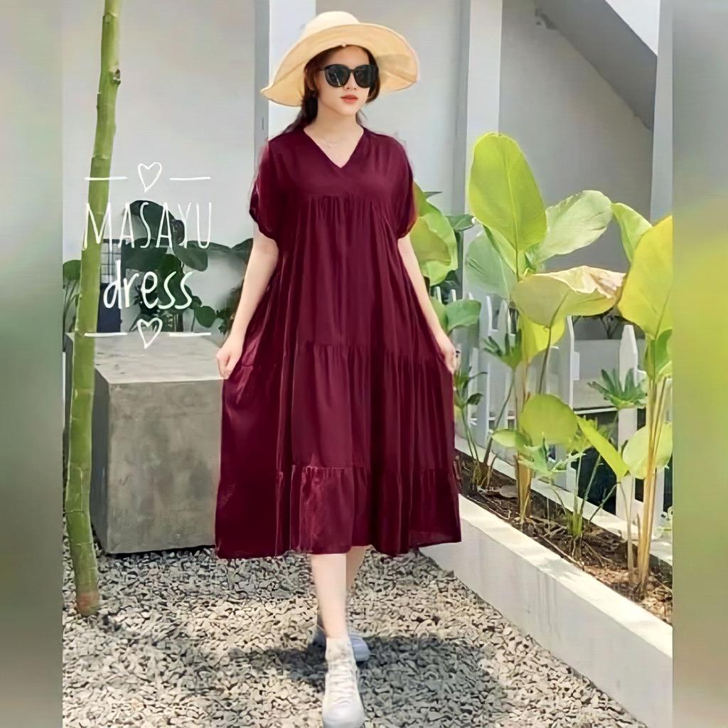 Dress Susun Masayu Polos Rayon