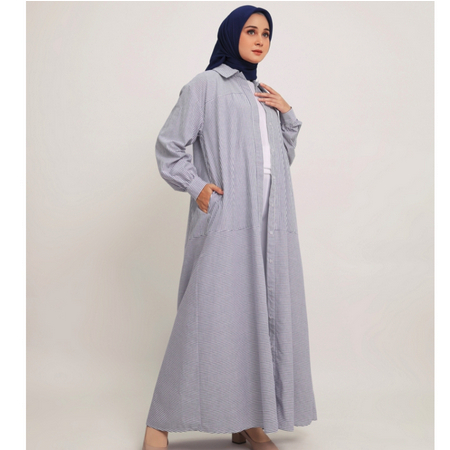 Gamis Wanita Elzatta Katun Stripe Terbaru