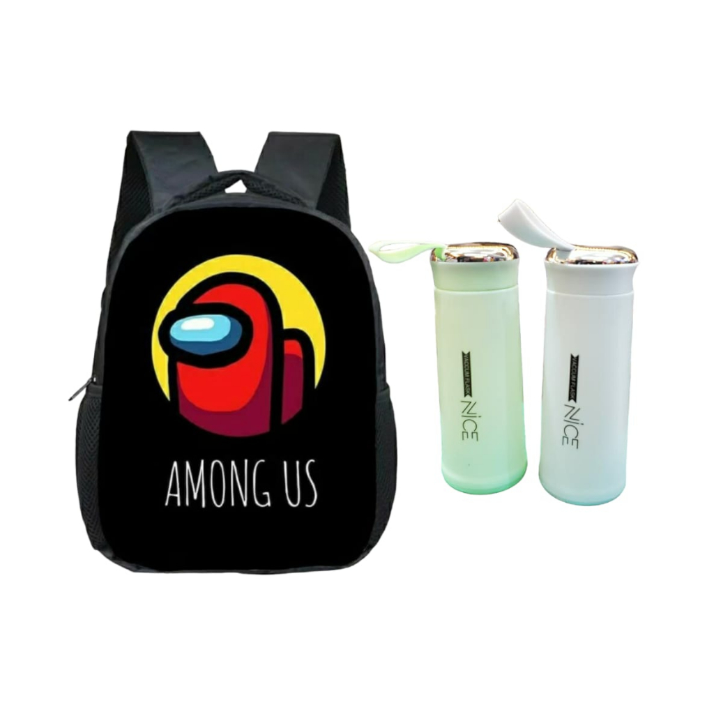 Tas Ransel Sekolah Anak SD TK Karakter Am0n9 Us Plus Botol Kaca