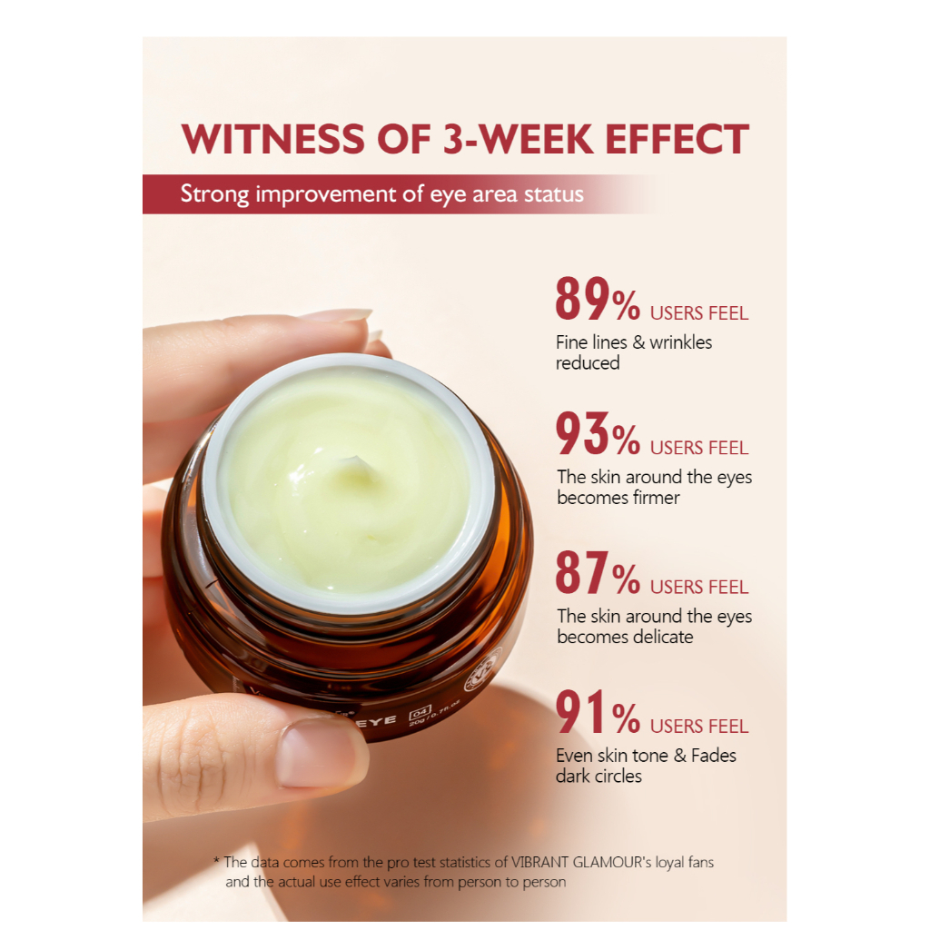 【BPOM】VIBRANT GLAMOUR Retinol Eye Cream Hyaluronic Acid Anti Aging Moisturizer Remove Wrinkle Whitening Eye Repair Serum Treatment Mata 20gr