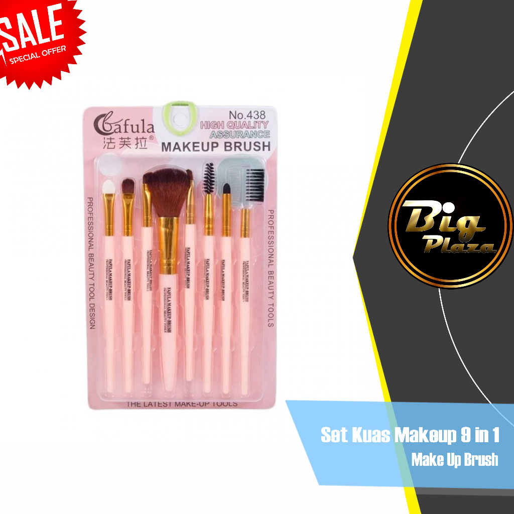 Set Kuas Makeup 9 in 1 - Make Up Brush + Spons High Quality 0909