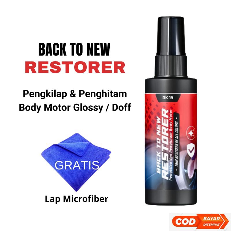 Back To New Restorer | Pengkilap &amp; Penghitam Body Motor / Mobil | Trim Restorer Of All Colors