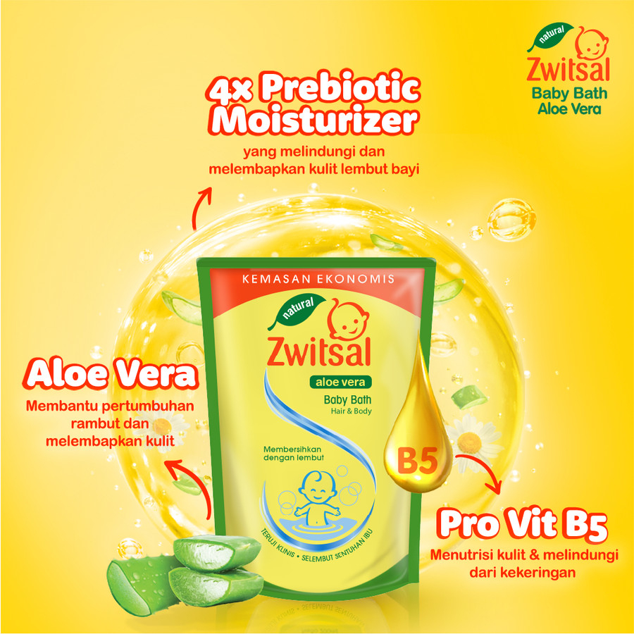 ZWITSAL Baby Bath Natural 2in1 Hair and Body Aloevera | Sabun Sampo Bayi (Tersedia varian ukuran)