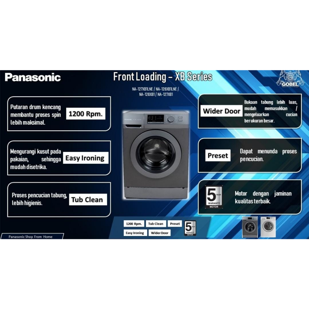 MESIN CUCI PANASONIC FRONT LOADING NA 128 XB1 LNE kapasitas 8kg Magelang