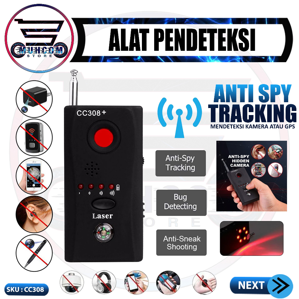 CC308 Multi Detector Alat Anti Spy Camera Mini Spy Audio Bug Finder Pendeteksi Pencari Lensa Kamera 