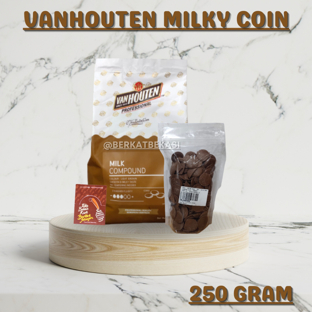 

VAN HOUTEN COKLAT MILKY COMPOUND COINS KEMASAN / MILKY / 250 GR