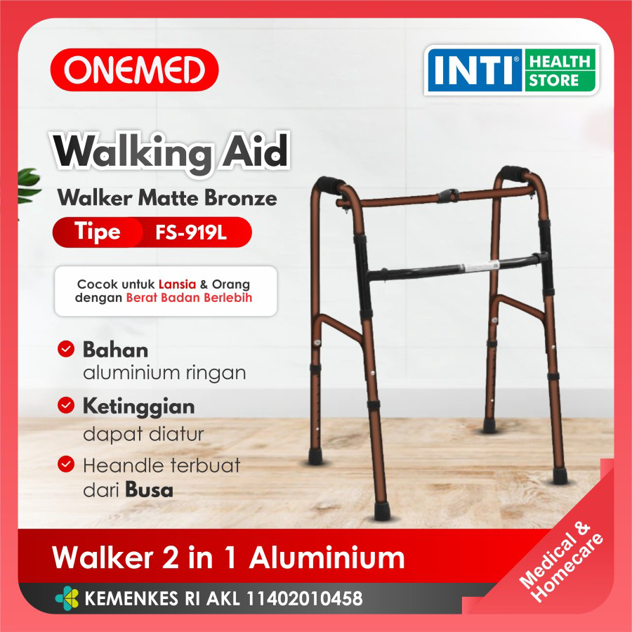 Onemed | Walker 2 in 1 Aluminium FS-919L | Alat Bantu Berjalan OneMed - BLACK GREEN