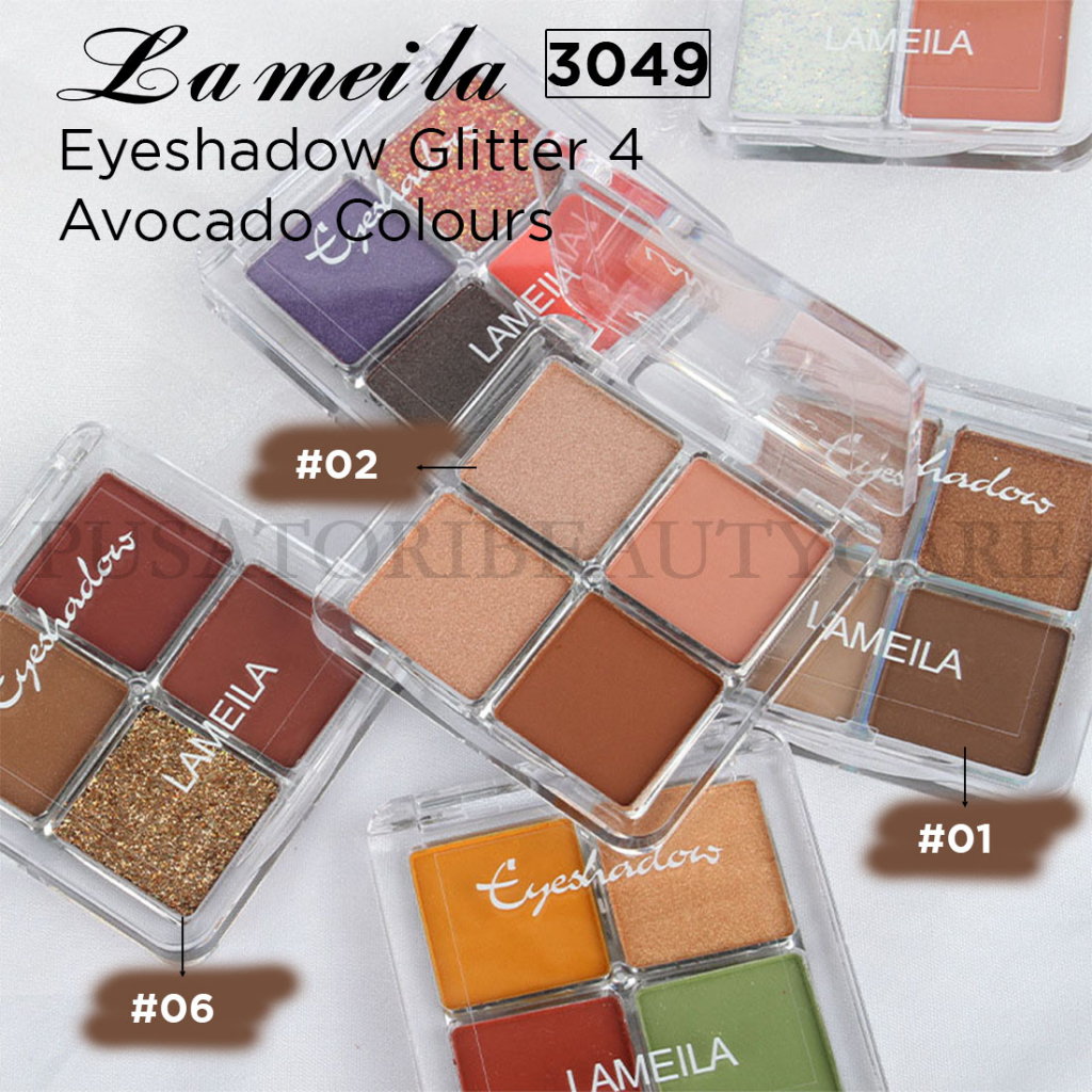 Lameila 3049 Eye Shadow Glitter Pallete 4 Warna Avocado