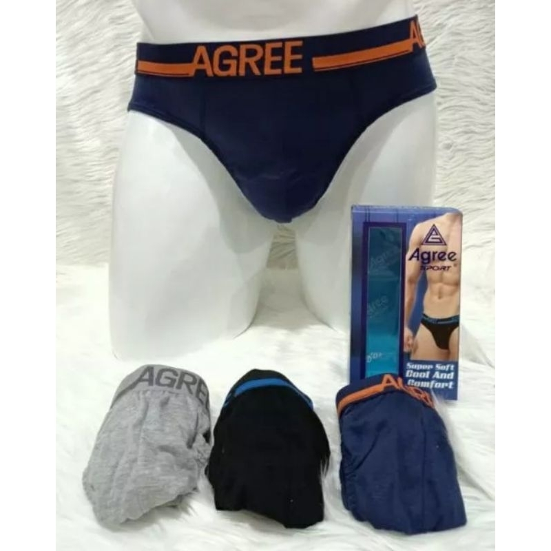 AGREE SPORT 2325 | Celana Dalam Pria Karet Luar | CD Cowok perkotak isi 3pcs | Pakaian Dalam