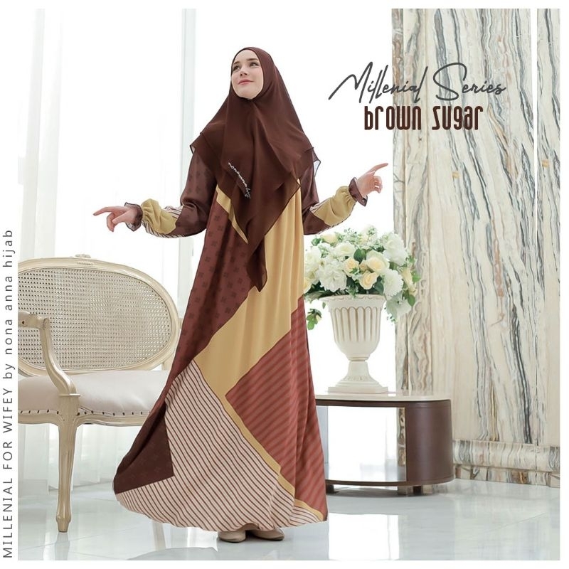 Gamis Millenial brown sugar by nona anna hijab