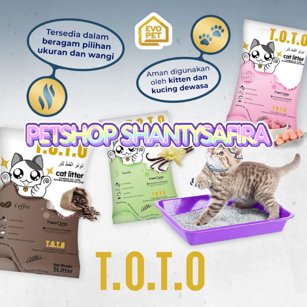 TOTO T.O.T.O PASIR GUMPAL WANGI CAT LITTER BENTONITE 5LTR / 10LTR / 25 LTR PASIR GUMPAL 5 LTR /10 LTR / 25LTR