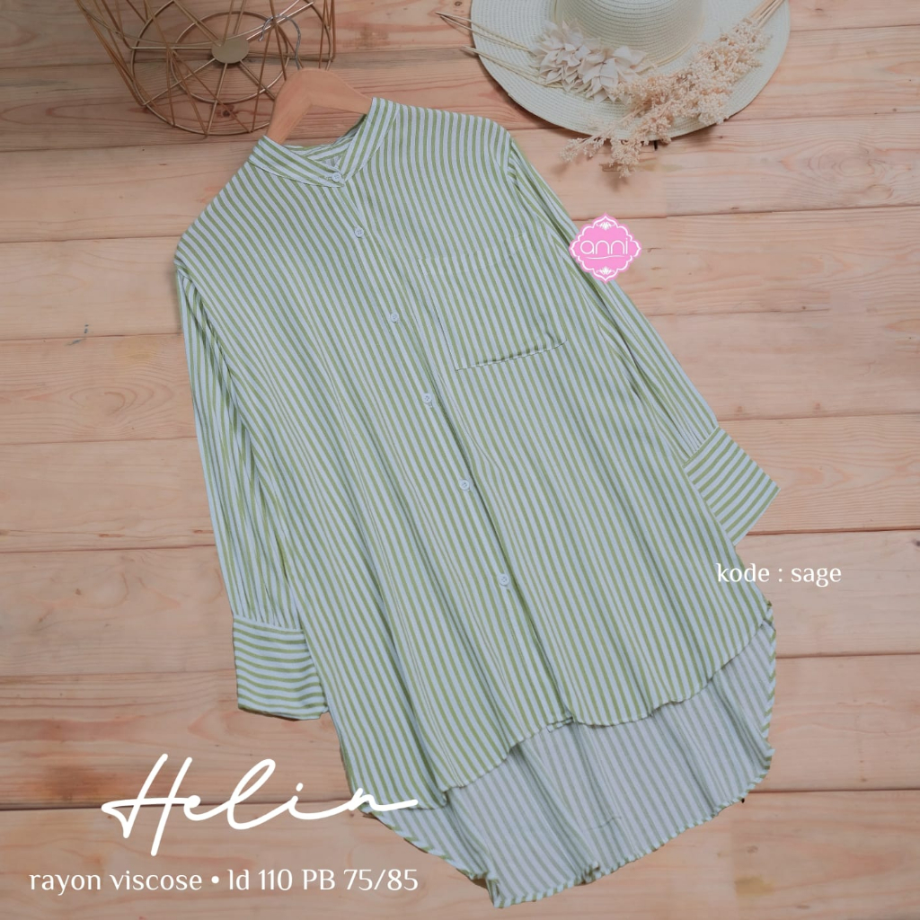 Helin Jumbo Tunik - Atasan Kemeja Wanita Katun Rayon Salur