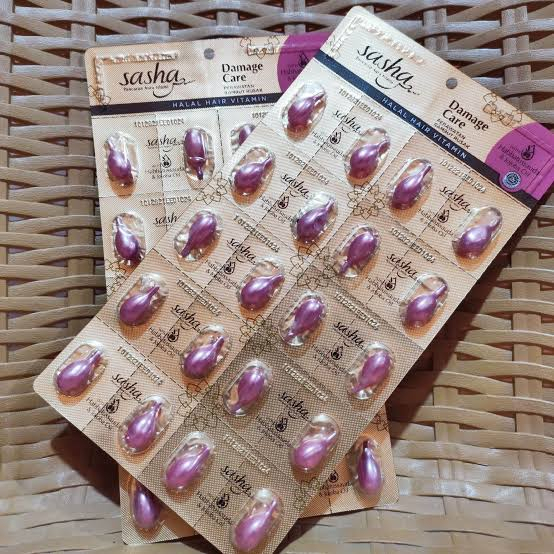 Sasha Vitamin rambut isi 20 Damage Care  - Hair Vitamin With Habbatussauda & Jojoba oil