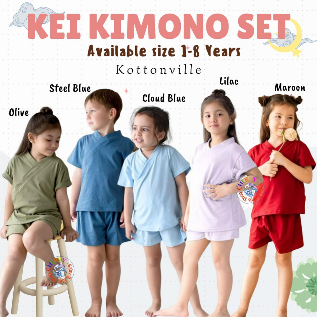 Kottonville Kei Kimono Set 1-10 Tahun Takoyakids Setelan Piyama Kimono Anak Unisex Katun CBKS