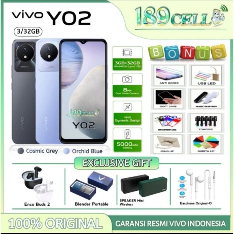 VIVO Y02T RAM 4/64 GB (4+4GB EXTENDED RAM) - VIVO Y 02T Y02 T 3/32 | Y1S 2/32 GARANSI RESMI