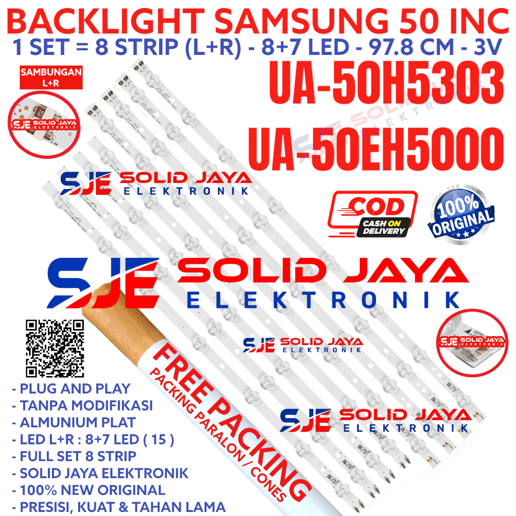 BACKLIGHT TV LED SAMSUNG 50 INC UA 50H5303 50EH5000 UA50H5303 UA50EH5000 UA-50H5303 UA-50EH5000 LAMPU BL 15K 3V 50EH 50H 15 KANCING 15LED 15KANCING 50INCH 50IN D3GE-500SMB-R3