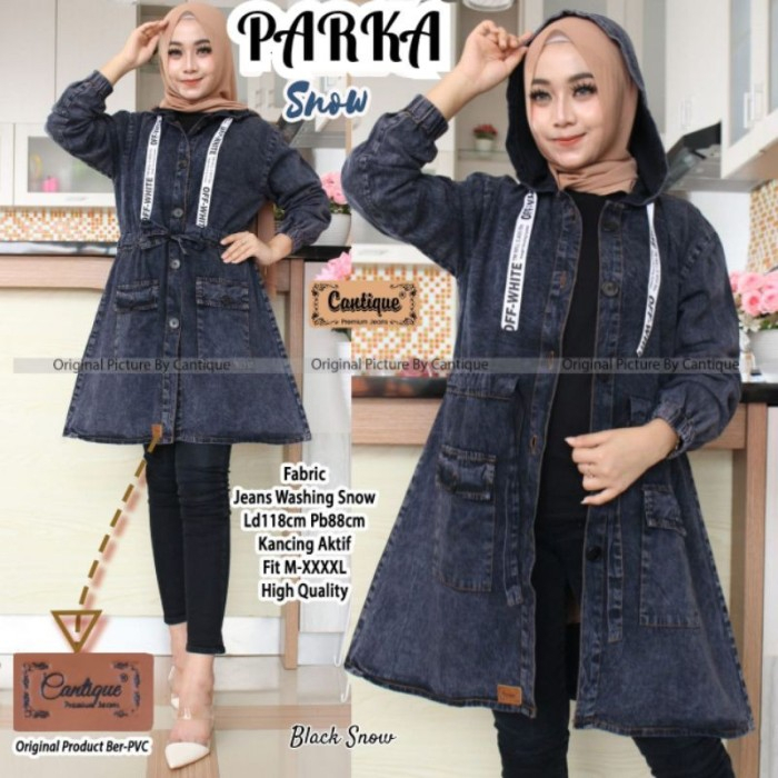 PARKA HODIE JEANS / PARKA JAKET HODIE / JAKET PARKA JEANS WANITA / JAKET JEANS JUMBO