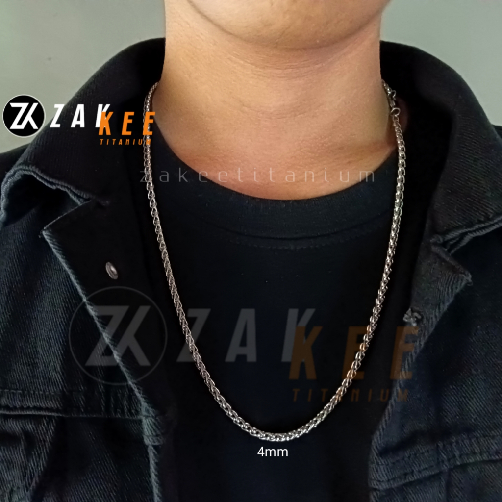 Kalung pria Titanium Rantai Silver Perak Anti Karat Rante Cowok Laki-laki Keren Panjang 50cm 60cm