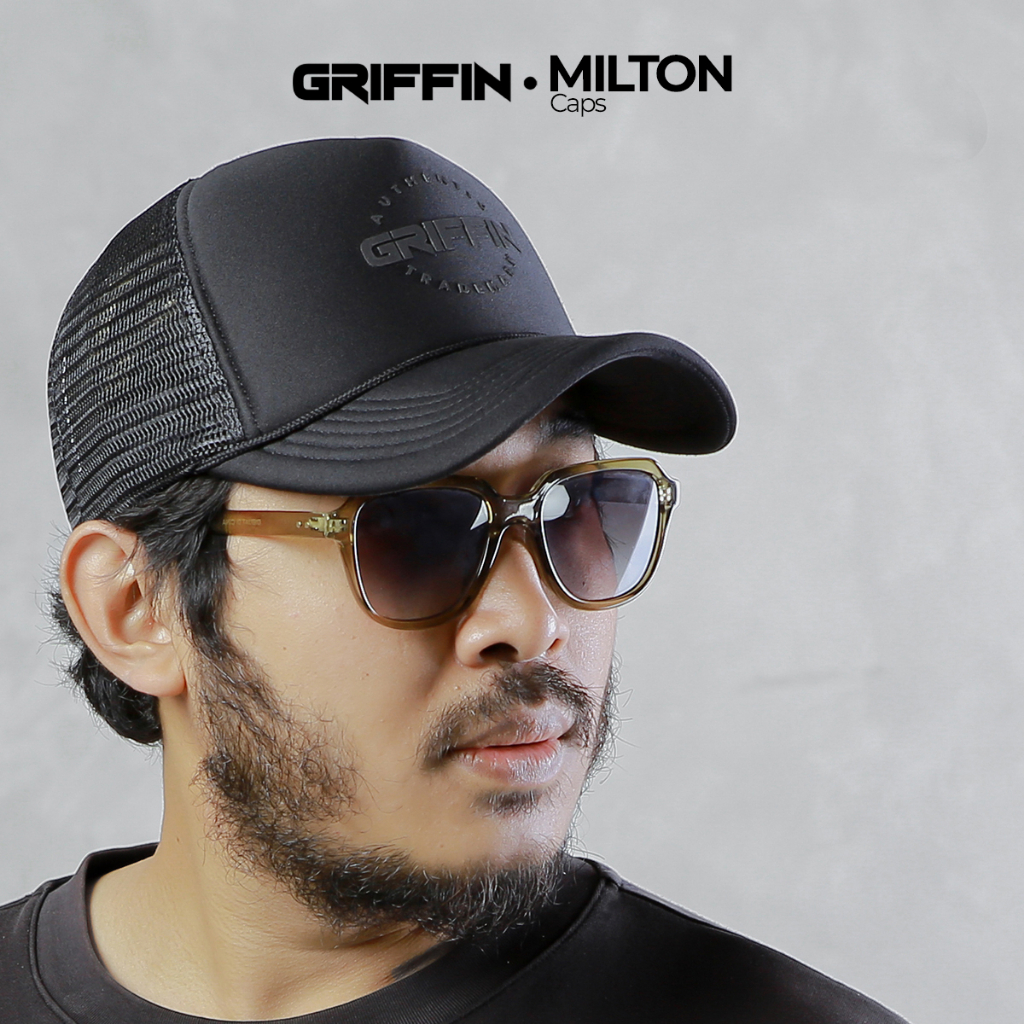 Topi Trucker Pria Keren Sablon Hi-Density Timbul Milton Hitam