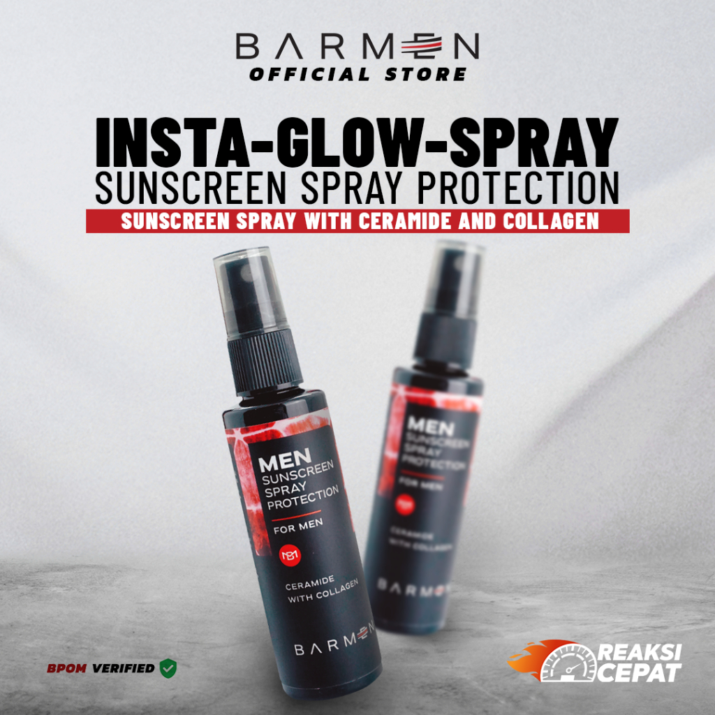 (PAKET 2 SUNSCREEN) BARMEN - PRO Sunscreen Spray SPF 50 / Anti UV untuk Wajah Pria