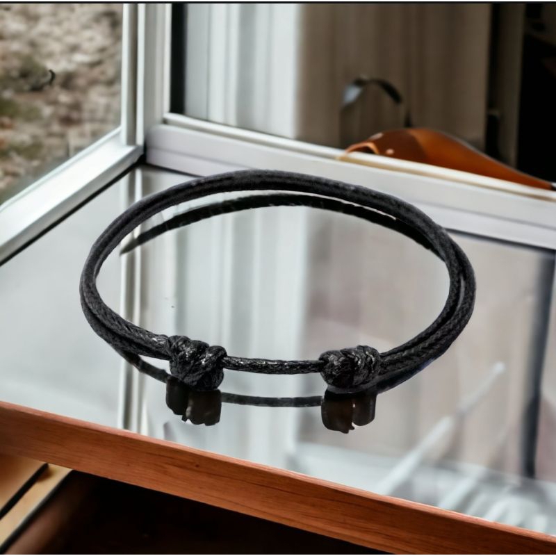 aksesoris gelang tali couple korea ukuran 2mm hitam polos unisex untuk pria dan wanita gelang korean