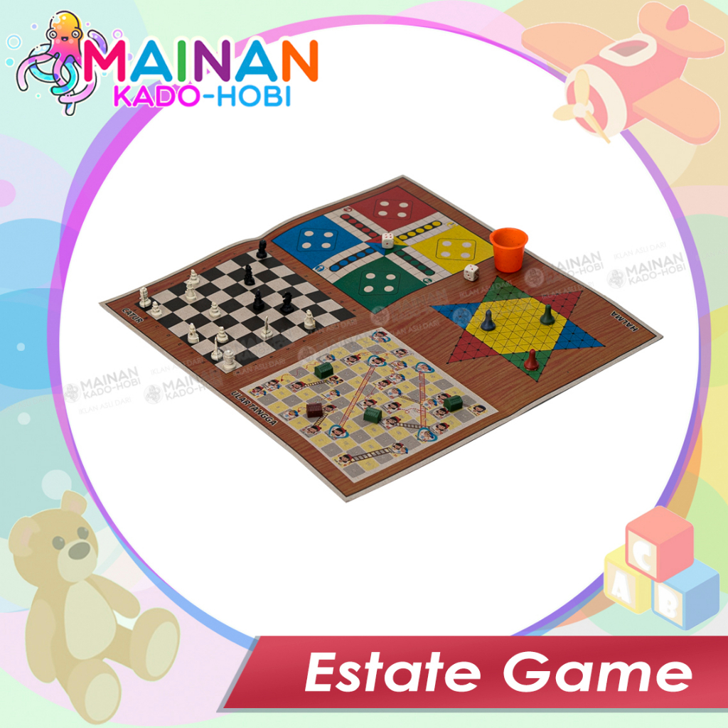 HADIAH MAINAN BOARD GAME MONOPOLI 5 IN 1 LUDO CATUR ULAR TANGGA