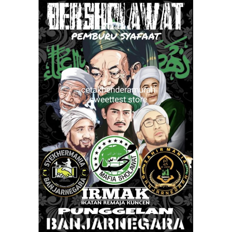 TERMURAH + COD, JASA CETAK BENDERA CUSTOM, BENDERA SYEKHERMANIA, BENDERA MAJELIS, GIANTFLAG CUSTOM, 