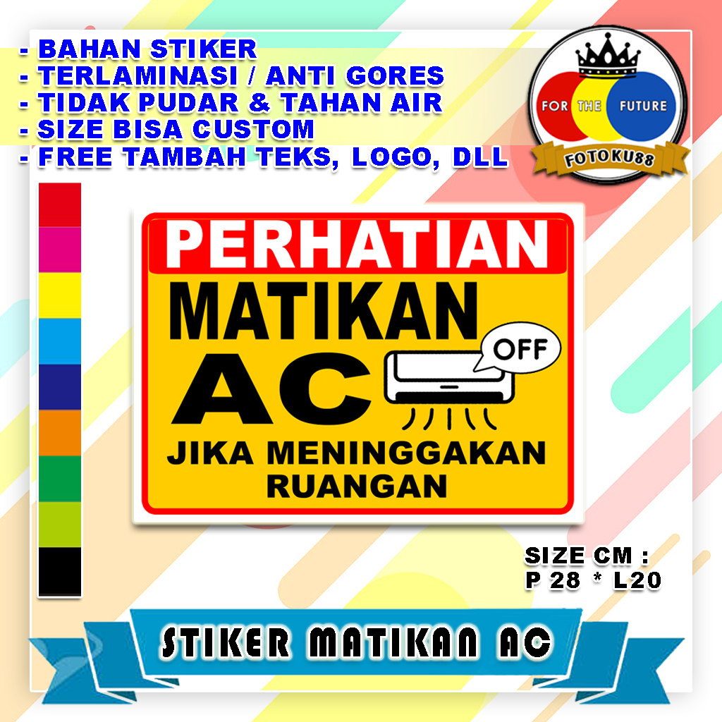 

Stiker Kromo Glossy Pengingat Matikan AC Terlaminasi