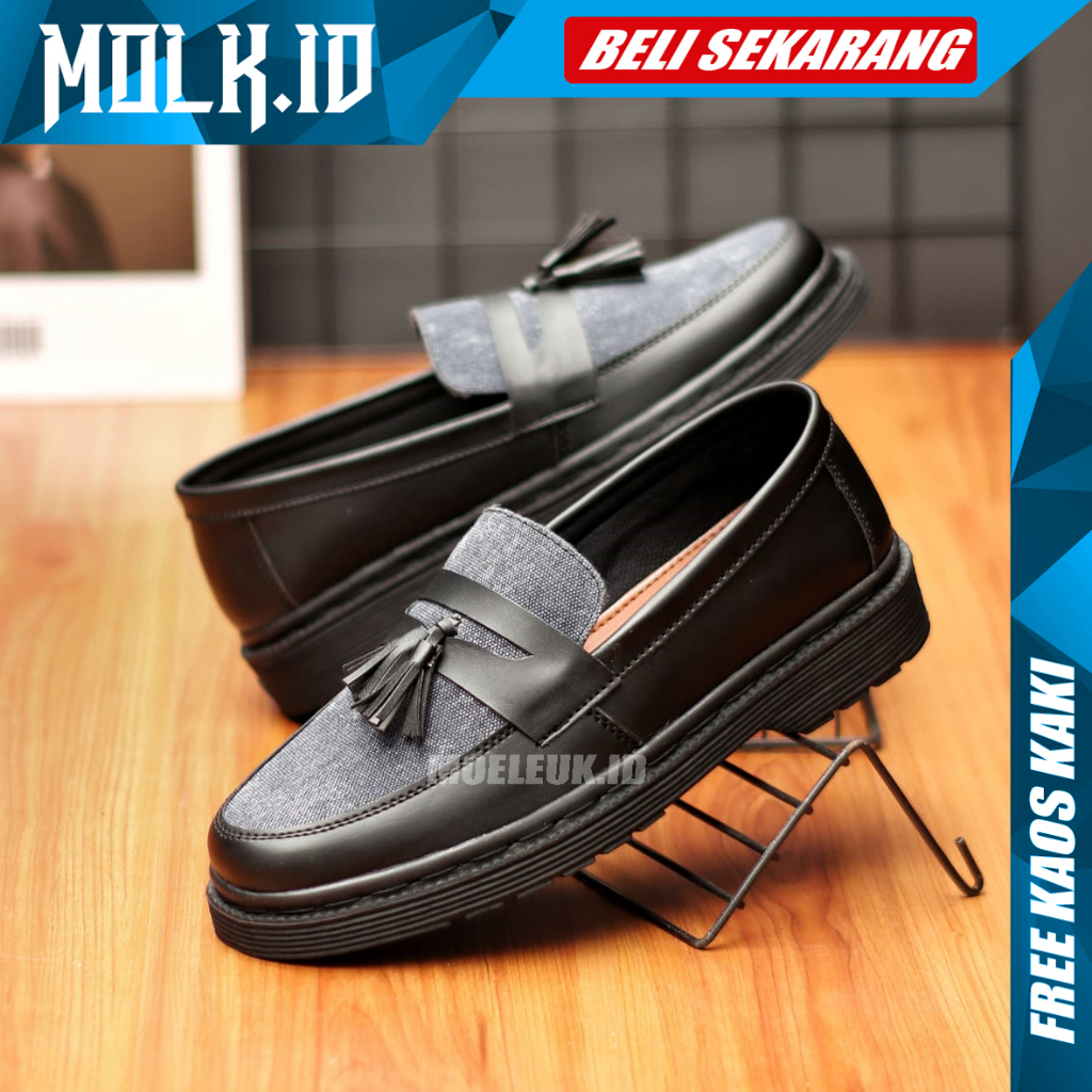 MOLK Sepatu Penny Loafers Pria Original Kerja Kuliah Dinas Resmi Pesta