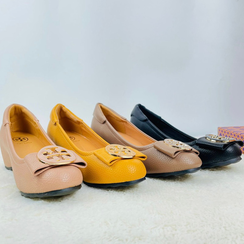 Wedges croco 5cm by Tory Burch transparant logo import high quality fashion shoes sepatu wanita hak 